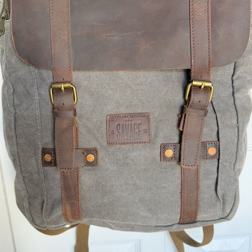 Rugged canvas hipster adventure backpack - Picture 3 of 16